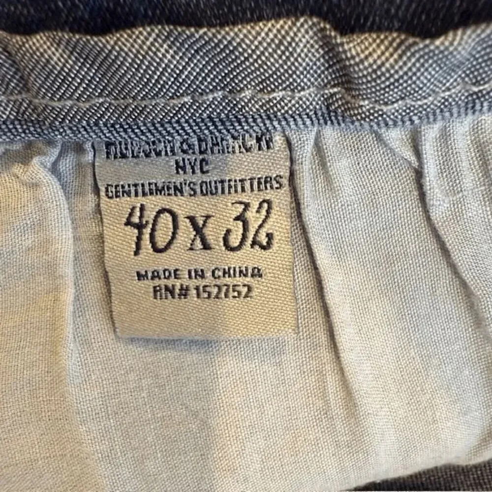 Hudson & Barrow NYC Men's Stretch 5 Pocket Relaxed Straight Jeans Size 40‎ x 32